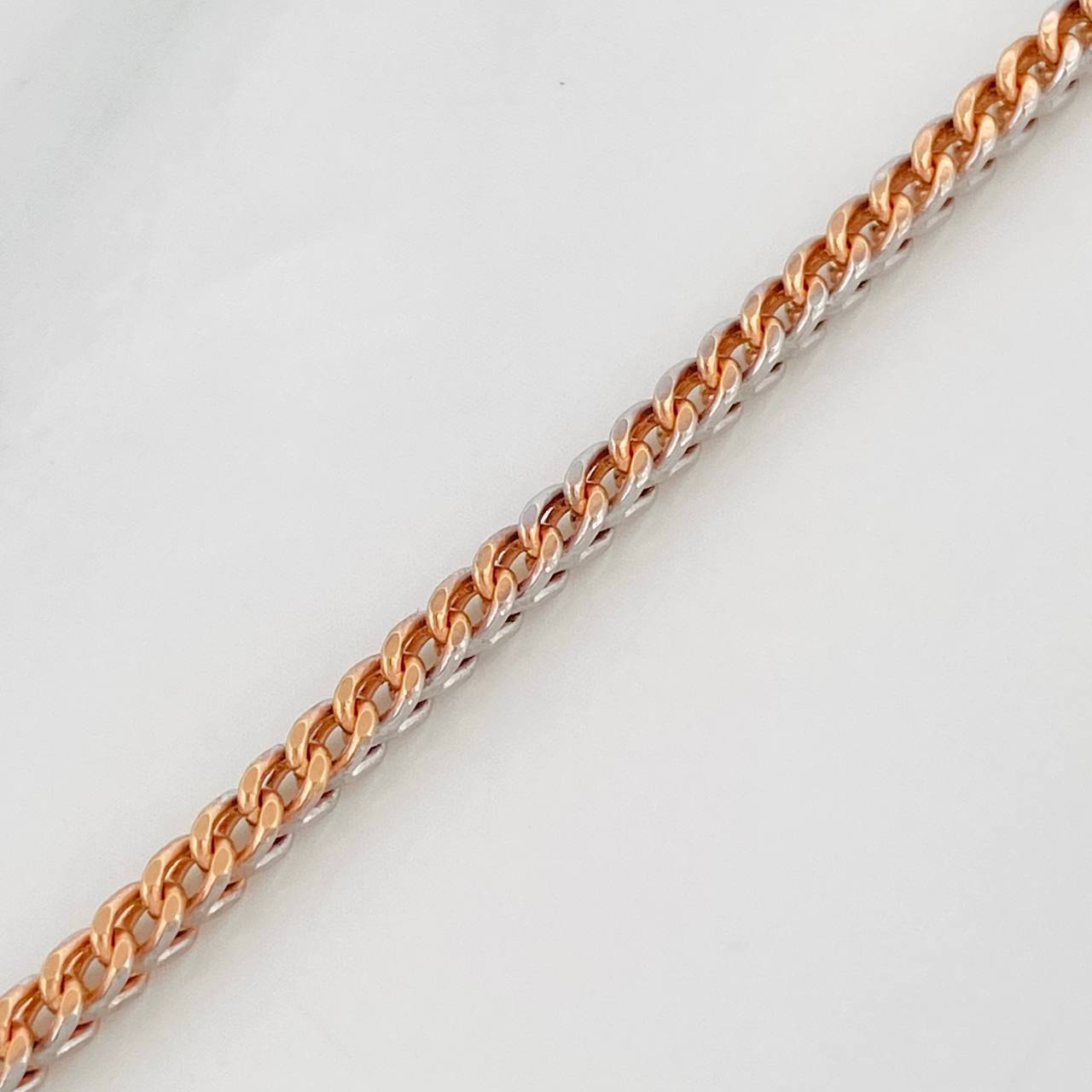 Pulso Franco 3.3g / 7 3/4 in / 2.4mm Dos Oros Blanco Rosa 18K