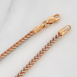 Pulso Franco 3.3g / 7 3/4 in / 2.4mm Dos Oros Blanco Rosa 18K