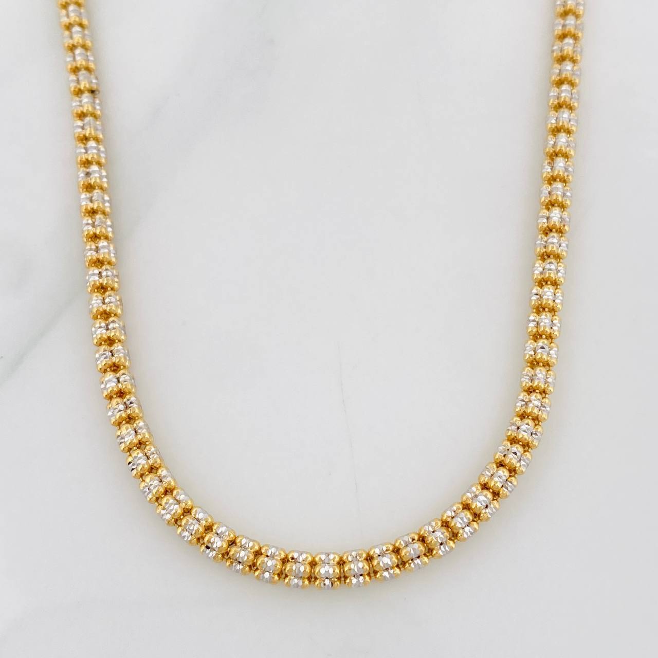 Cadena Ice 19.8g / 24 in / 3.2mm Dos Oros Amarillo Blanco 18K