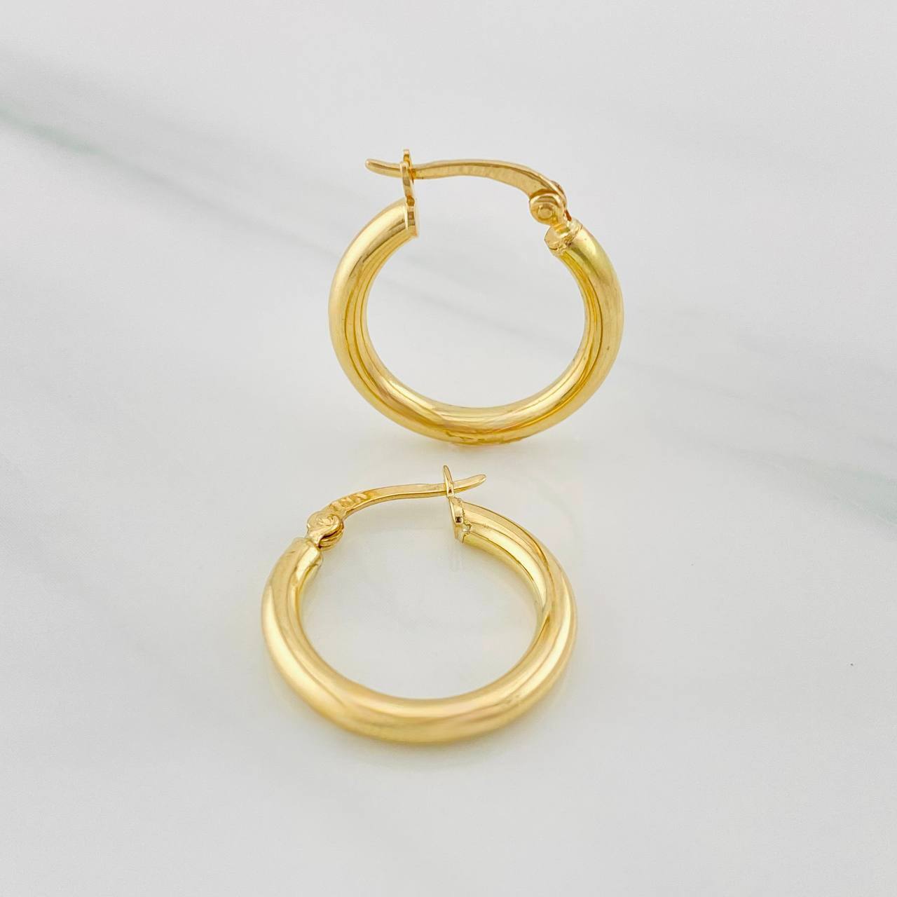 Hoop Earrings Jass Plain 1.5g / 3/4 in Yellow Gold 18K
