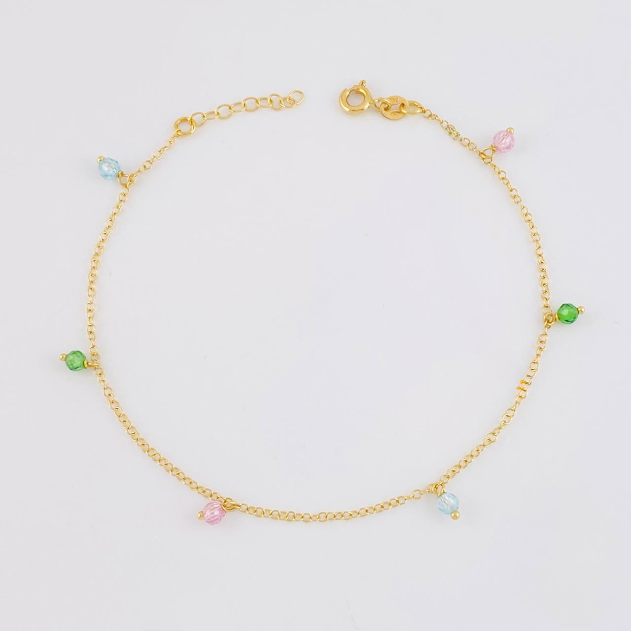 Pulso Modulable Aro Seguido Chispas Arcoiris 1.45g / 8 in - 7 1/4 in / 1.3mm Oro Amarillo 18K