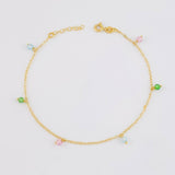 Pulso Modulable Aro Seguido Chispas Arcoiris 1.45g / 8 in - 7 1/4 in / 1.3mm Oro Amarillo 18K