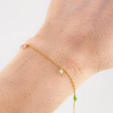 Pulso Modulable Aro Seguido Chispas Arcoiris 1.45g / 8 in - 7 1/4 in / 1.3mm Oro Amarillo 18K