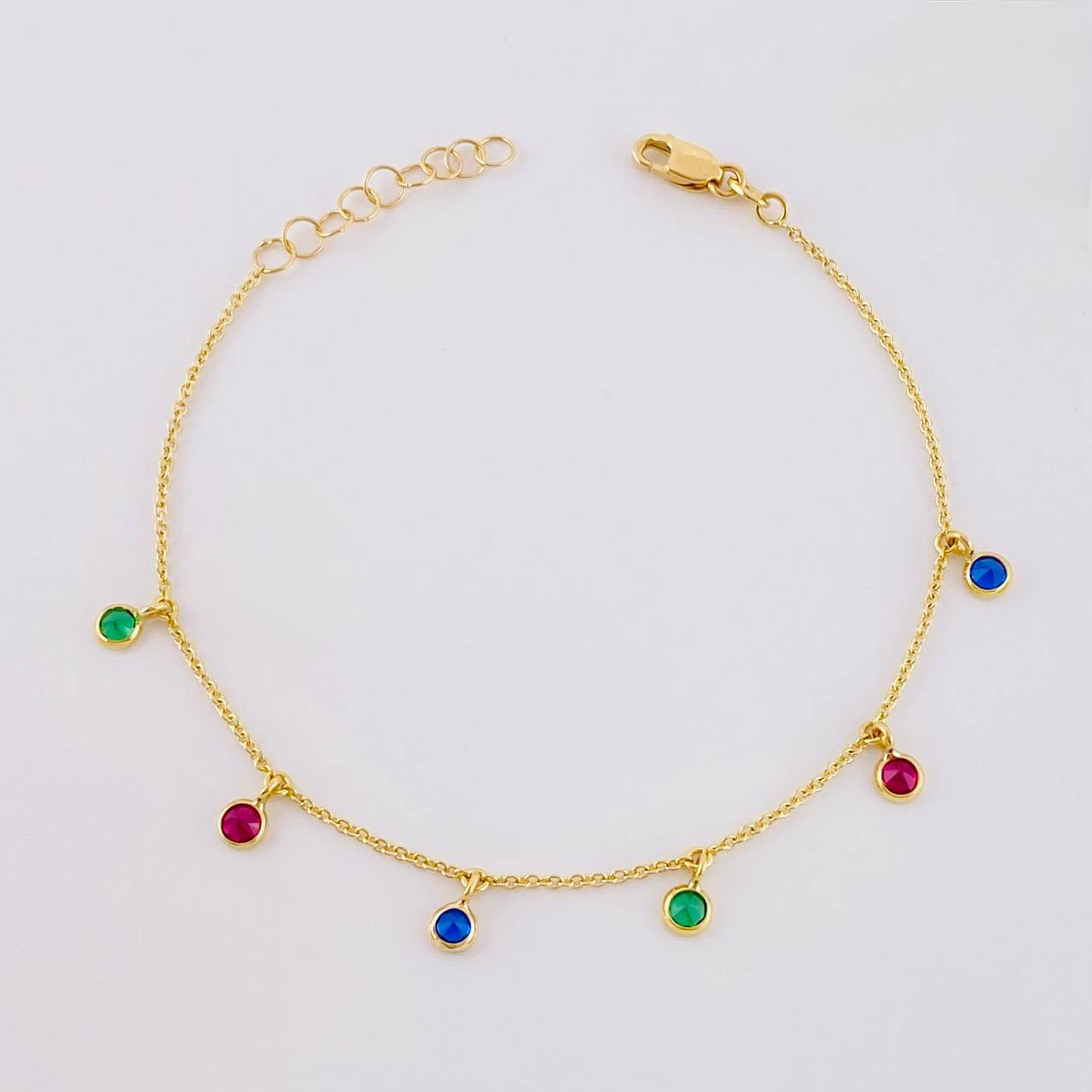 Bracelet Classic Link Hanging Circles 1.9g / 7 1/4 in - 6 1/2 in / 1.3mm Yellow Gold 18K