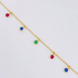Pulso Modulable Aro Seguido Circulos Colgantes 1.9g / 7 1/4 in - 6 1/2 in / 1.3mm Oro Amarillo 18K