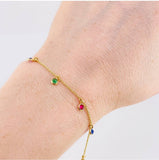 Pulso Modulable Aro Seguido circulos Colgantes 1.85g / 7 1/4 in - 6 1/2 in / 1.2mm Oro Amarillo 18K