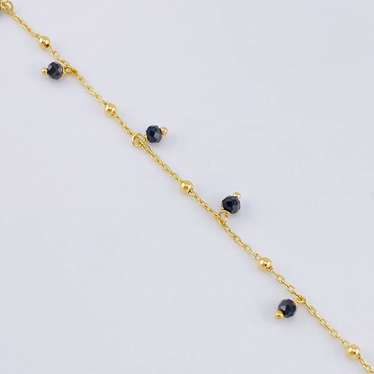 Pulso Modulable Aro Seguido Bolas Intercaladas 1.85g / 7 1/4 in - 6 1/2 in / 1.3mm Oro Amarillo 18K
