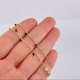 Pulso Modulable Aro Seguido Bolas Intercaladas 1.85g / 7 1/4 in - 6 1/2 in / 2mm Oro Amarillo 18K