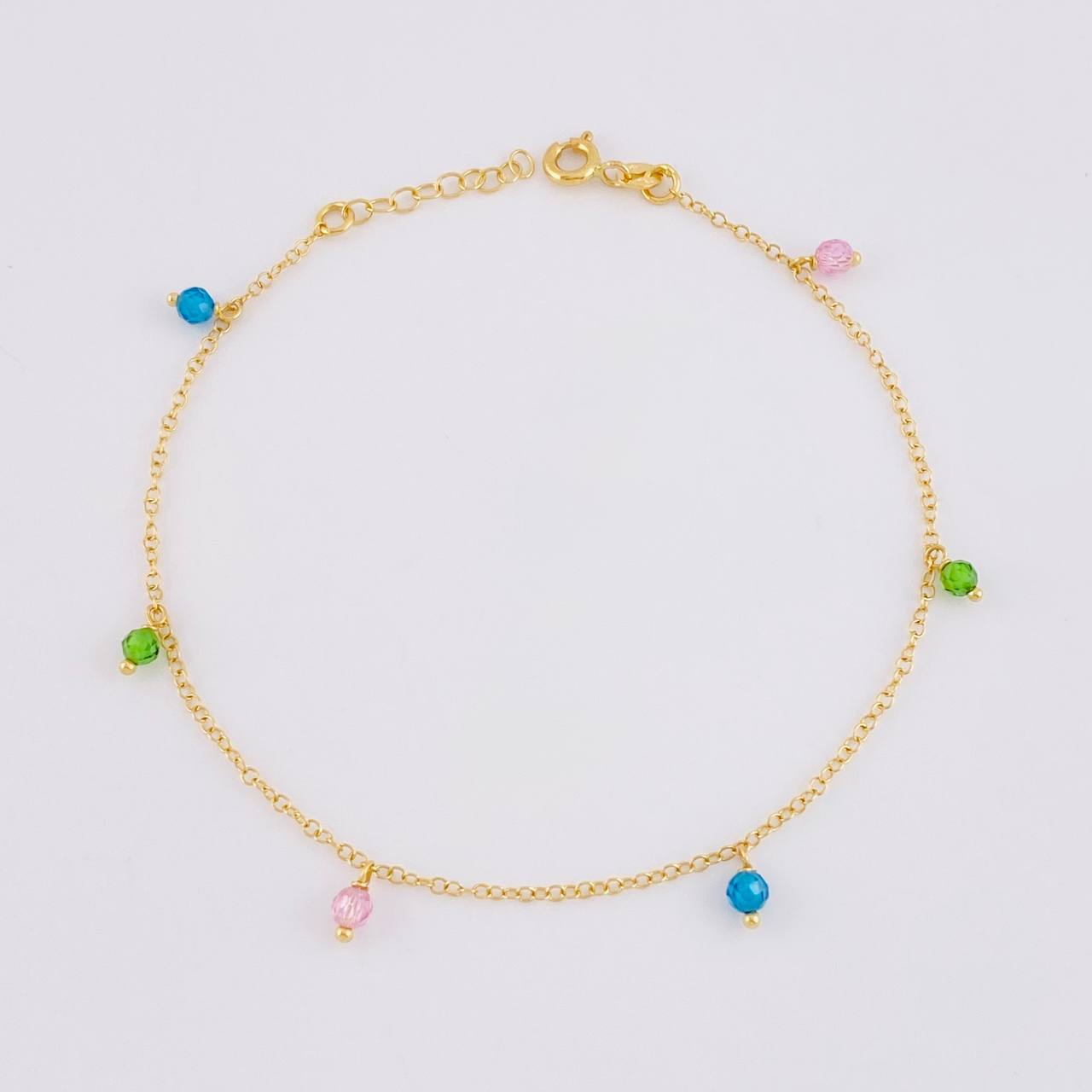 Pulso Modulable Aro Seguido Chispas Arcoiris 1.45g / 8 in - 7 1/4 in / 1.3mm Oro Amarillo 18K