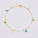 Pulso Modulable Aro Seguido Chispas Arcoiris 1.45g / 8 in - 7 1/4 in / 1.3mm Oro Amarillo 18K