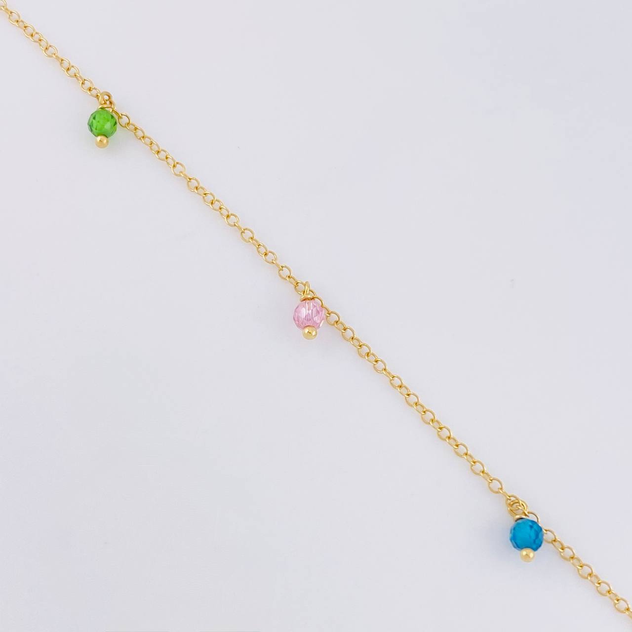 Pulso Modulable Aro Seguido Chispas Arcoiris 1.45g / 8 in - 7 1/4 in / 1.3mm Oro Amarillo 18K