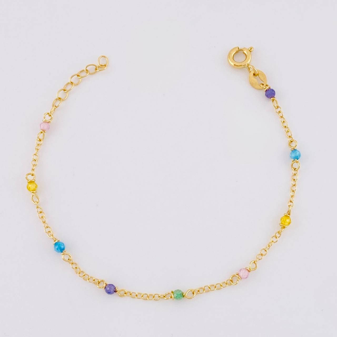 Pulso Modulable Aro Seguido Chispas Arcoiris 0.95g / 5 1/2 in - 5 in / 1.3mm Oro Amarillo 18K
