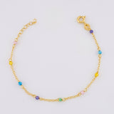 Pulso Modulable Aro Seguido Chispas Arcoiris 0.95g / 5 1/2 in - 5 in / 1.3mm Oro Amarillo 18K