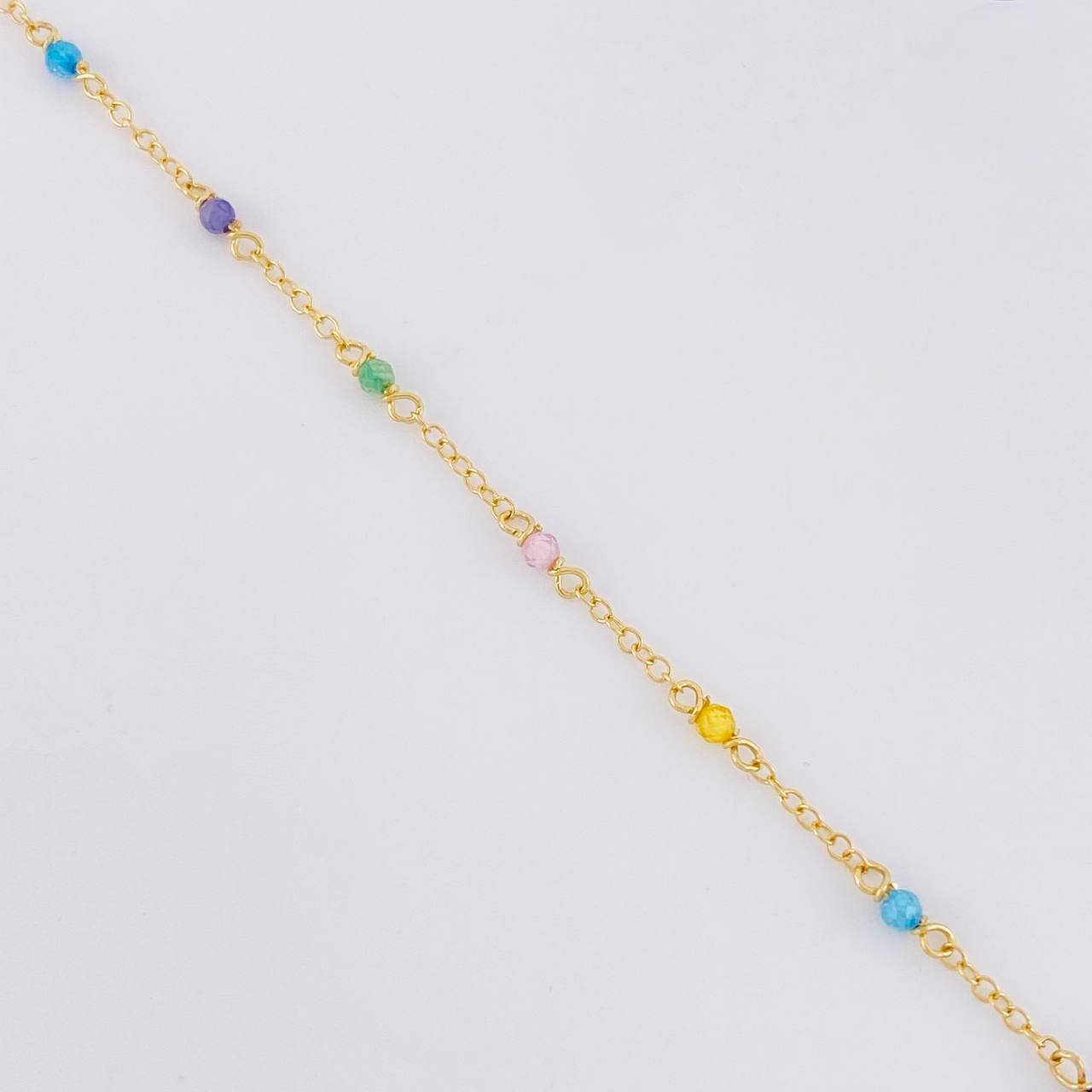 Pulso Modulable Aro Seguido Chispas Arcoiris 0.95g / 5 1/2 in - 5 in / 1.3mm Oro Amarillo 18K