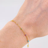 Pulso Modulable Aro Seguido Chispas Arcoiris 0.95g / 5 1/2 in - 5 in / 1.3mm Oro Amarillo 18K