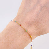 Pulso Modulable Aro Seguido Chispas Arcoiris 0.95g / 5 1/2 in - 5 in / 1.3mm Oro Amarillo 18K