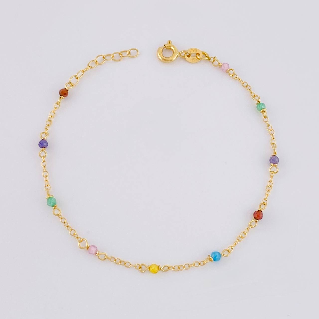 Pulso Modulable Aro Seguido Chispas Arcoiris 1.1g / 6 1/2 in - 5 3/4 in / 1.3mm Oro Amarillo 18K