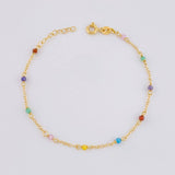 Pulso Modulable Aro Seguido Chispas Arcoiris 1.1g / 6 1/2 in - 5 3/4 in / 1.3mm Oro Amarillo 18K