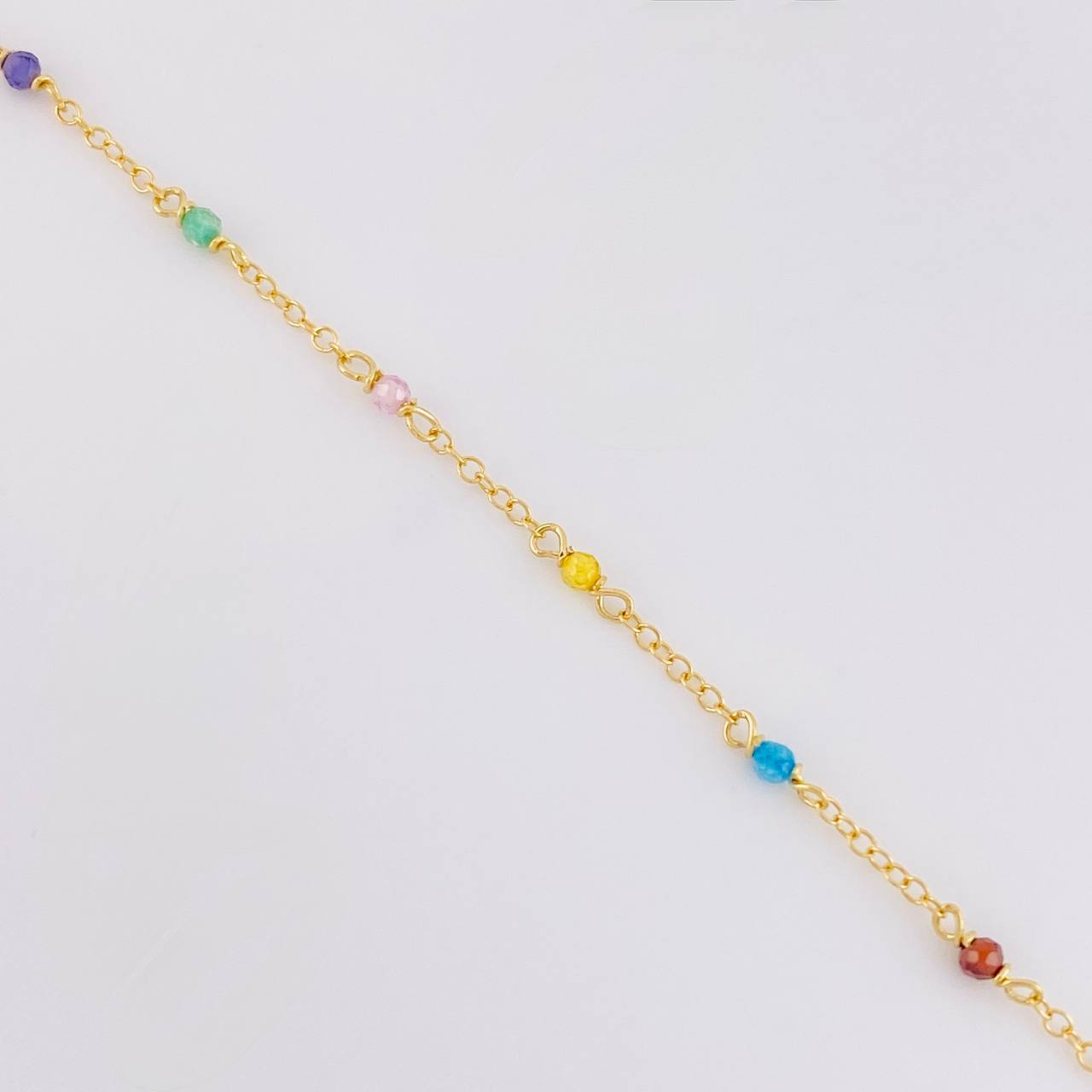 Pulso Modulable Aro Seguido Chispas Arcoiris 1.1g / 6 1/2 in - 5 3/4 in / 1.3mm Oro Amarillo 18K