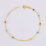 Bracelet Classic Link Rainbow Sparkles 1.1g / 6 1/4 in - 5 3/4 in / 1.3mm Yellow Gold 18K