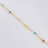 Bracelet Classic Link Rainbow Sparkles 1.1g / 6 1/4 in - 5 3/4 in / 1.3mm Yellow Gold 18K