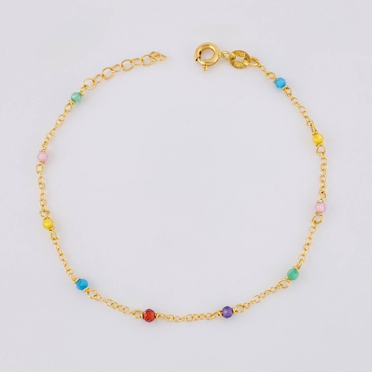 Pulso Modulable Aro Seguido Chispas Arcoiris 1.1g / 6 1/4 in - 5 3/4 in / 1.2mm Oro Amarillo 18K