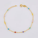 Pulso Modulable Aro Seguido Chispas Arcoiris 1.1g / 6 1/4 in - 5 3/4 in / 1.2mm Oro Amarillo 18K