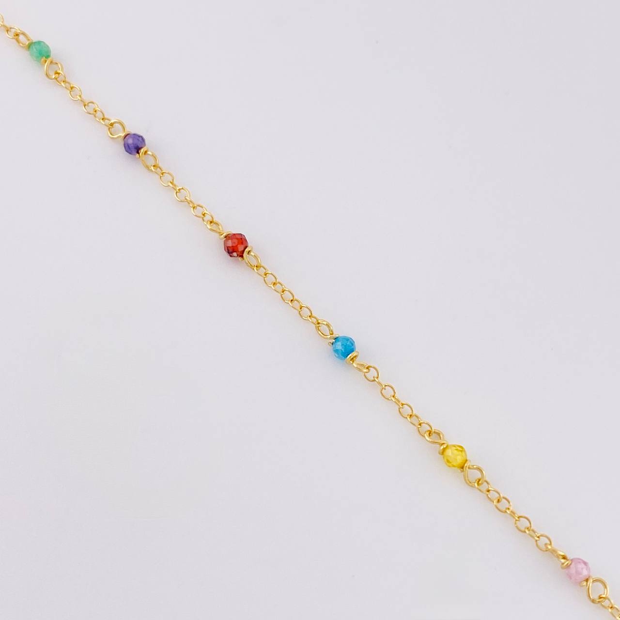 Pulso Modulable Aro Seguido Chispas Arcoiris 1.1g / 6 1/4 in - 5 3/4 in / 1.2mm Oro Amarillo 18K
