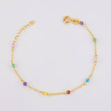 Bracelet Adjustable Classic Link Rainbow Sparkles 1g / 5 3/4 in - 5 in / 1.2mm 18K Yellow Gold