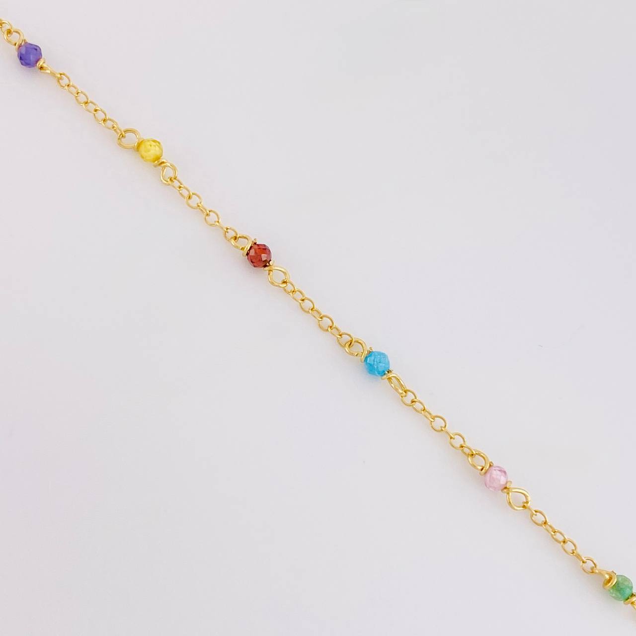 Bracelet Adjustable Classic Link Rainbow Sparkles 1g / 5 3/4 in - 5 in / 1.2mm 18K Yellow Gold