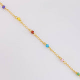 Bracelet Adjustable Classic Link Rainbow Sparkles 1g / 5 3/4 in - 5 in / 1.2mm 18K Yellow Gold