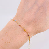 Bracelet Adjustable Classic Link Rainbow Sparkles 1g / 5 3/4 in - 5 in / 1.2mm 18K Yellow Gold