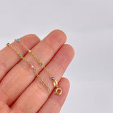 Bracelet Adjustable Classic Link Rainbow Sparkles 1g / 5 3/4 in - 5 in / 1.2mm 18K Yellow Gold