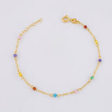 Pulso Modulable Aro Seguido Chispas Arcoiris 1.1g / 6 1/4 in - 5 1/2 in / 1.3mm Oro Amarillo 18K