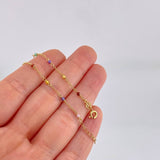 Pulso Modulable Aro Seguido Chispas Arcoiris 1.1g / 6 1/4 in - 5 1/2 in / 1.3mm Oro Amarillo 18K