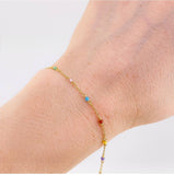 Pulso Modulable Aro Seguido Chispas Arcoiris 1.1g / 6 1/4 in - 5 1/2 in / 1.3mm Oro Amarillo 18K
