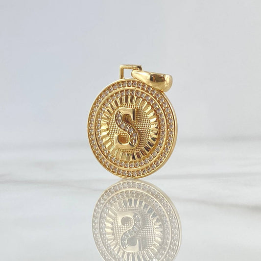 Dije Medalla Letra S 4.85g / 1 1/4 in Oro Amarillo 18K