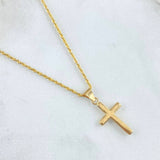 Set Cadena Lazo 1.15gr / 60cm / 1.2mm + Dije Crúz Lisa 0.5gr / 2.3cm / 1.65gr Oro Amarillo 18K (Oferta) ©