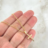 Set Cadena Lazo 1.15gr / 60cm / 1.2mm + Dije Crúz Lisa 0.5gr / 2.3cm / 1.65gr Oro Amarillo 18K (Oferta) ©
