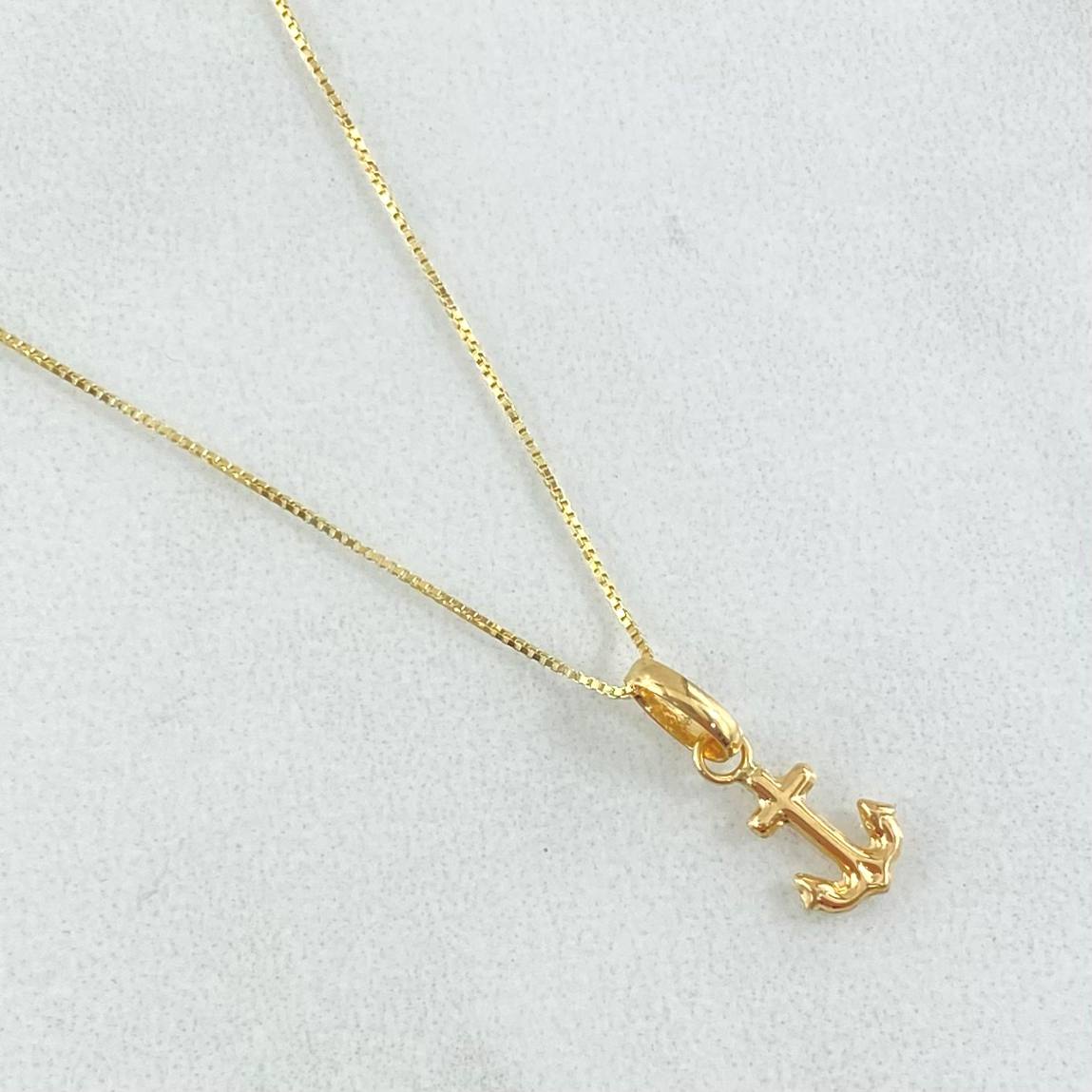 Set Venetian Chain 1gr / 17.7in / 0.6mm + Pendant Anchor 0.25gr / 0.6in / 1.25gr 18K Gold (Offer) ©
