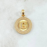 Dije Medalla Letra G 4.65gr / 1 1/4 in / Oro Amarillo 18K *