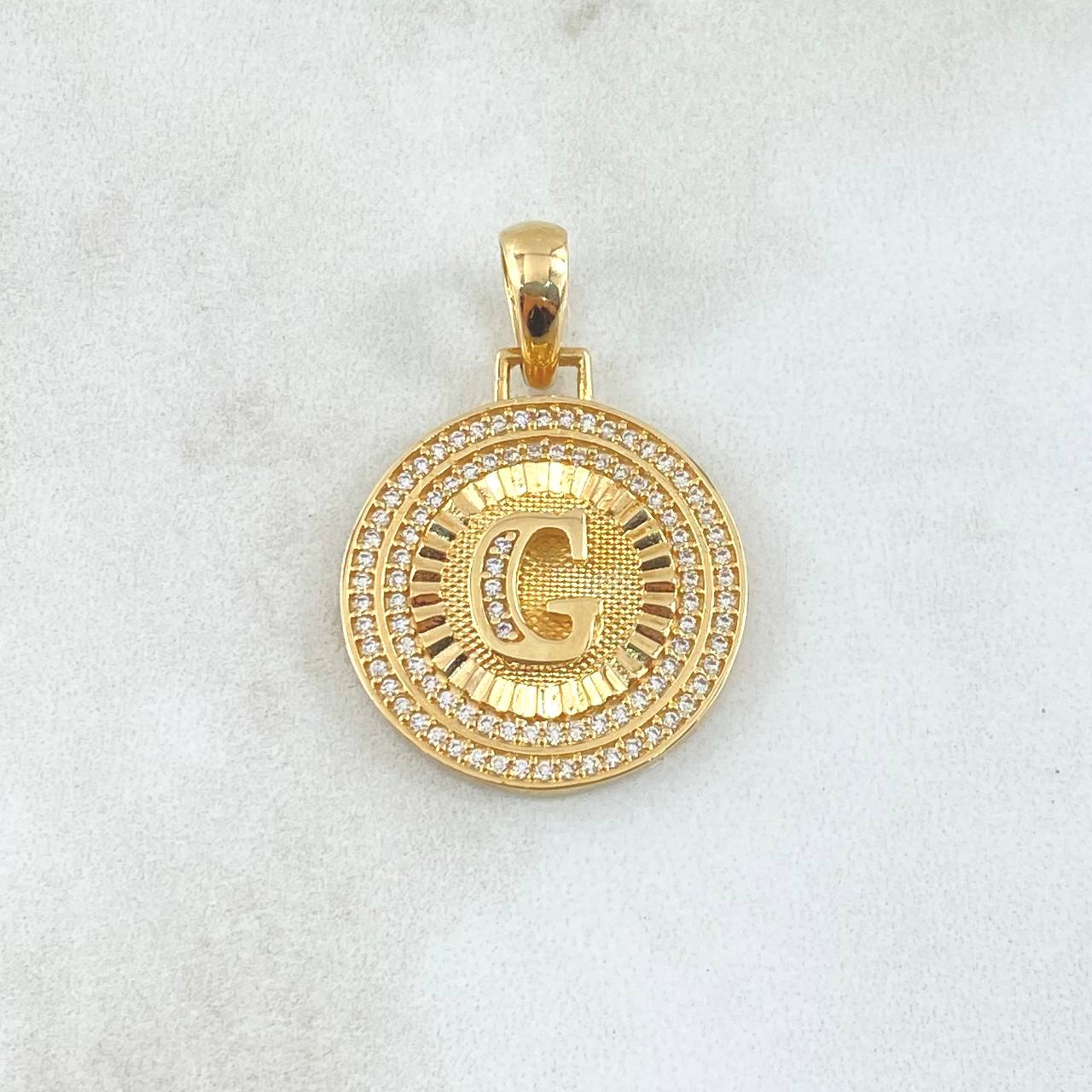 Dije Medalla Letra G 4.4gr / 1 1/4 in / Oro Amarillo 18K