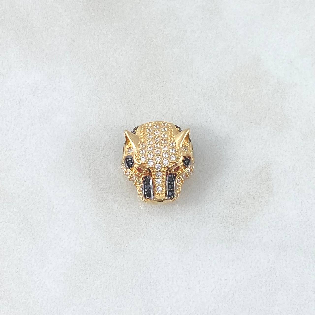 Charm Pantera 3gr / 1.3cm / White Black Orange Zircons 18K Yellow Gold *