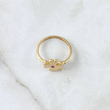 Anillo Trebol Liso 2.1gr / T7 / Circon Fucsia Oro Amarillo 18K