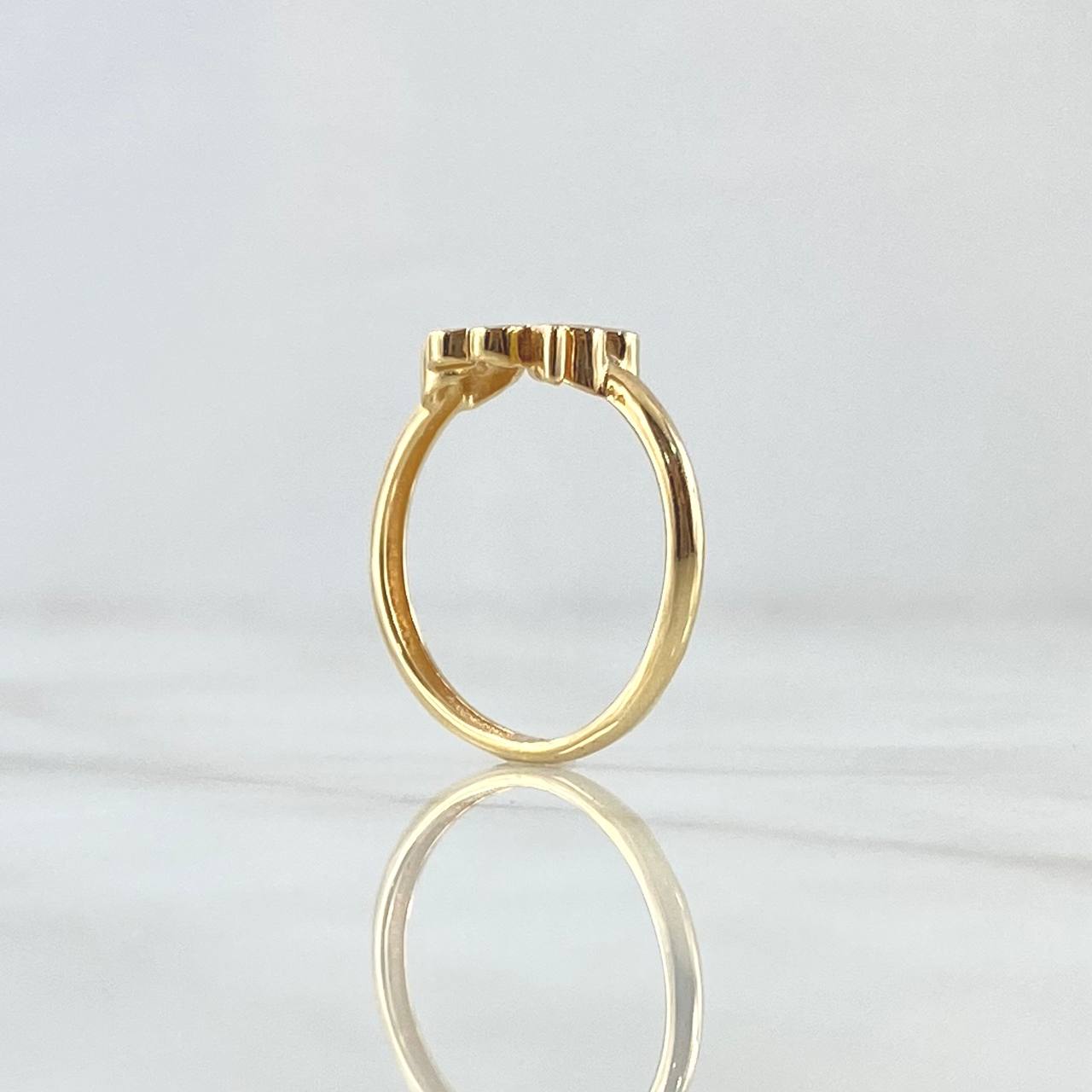 Anillo Trebol Liso 2.1gr / T7 / Circon Fucsia Oro Amarillo 18K