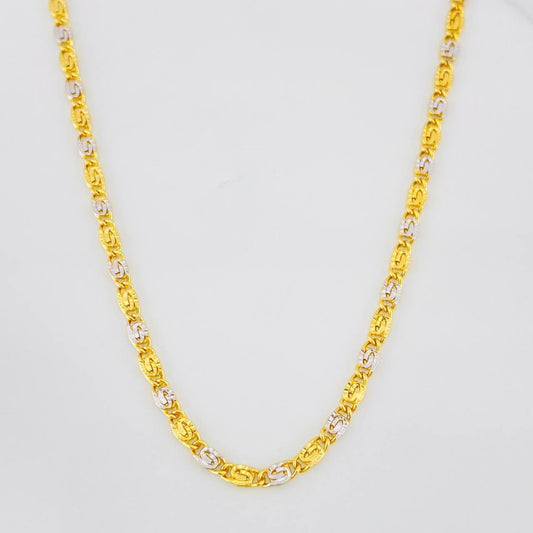 Cadena Escalera Plana 4.2g / 24 in / 2.43mm Dos Oros Amarillo Blanco 18K