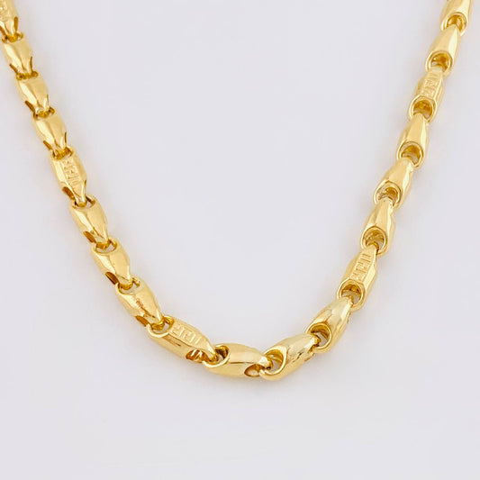 Cadena Rustica Intercalada Tribal 14.25g / 20 in / 4.2mm Oro Amarillo 18K