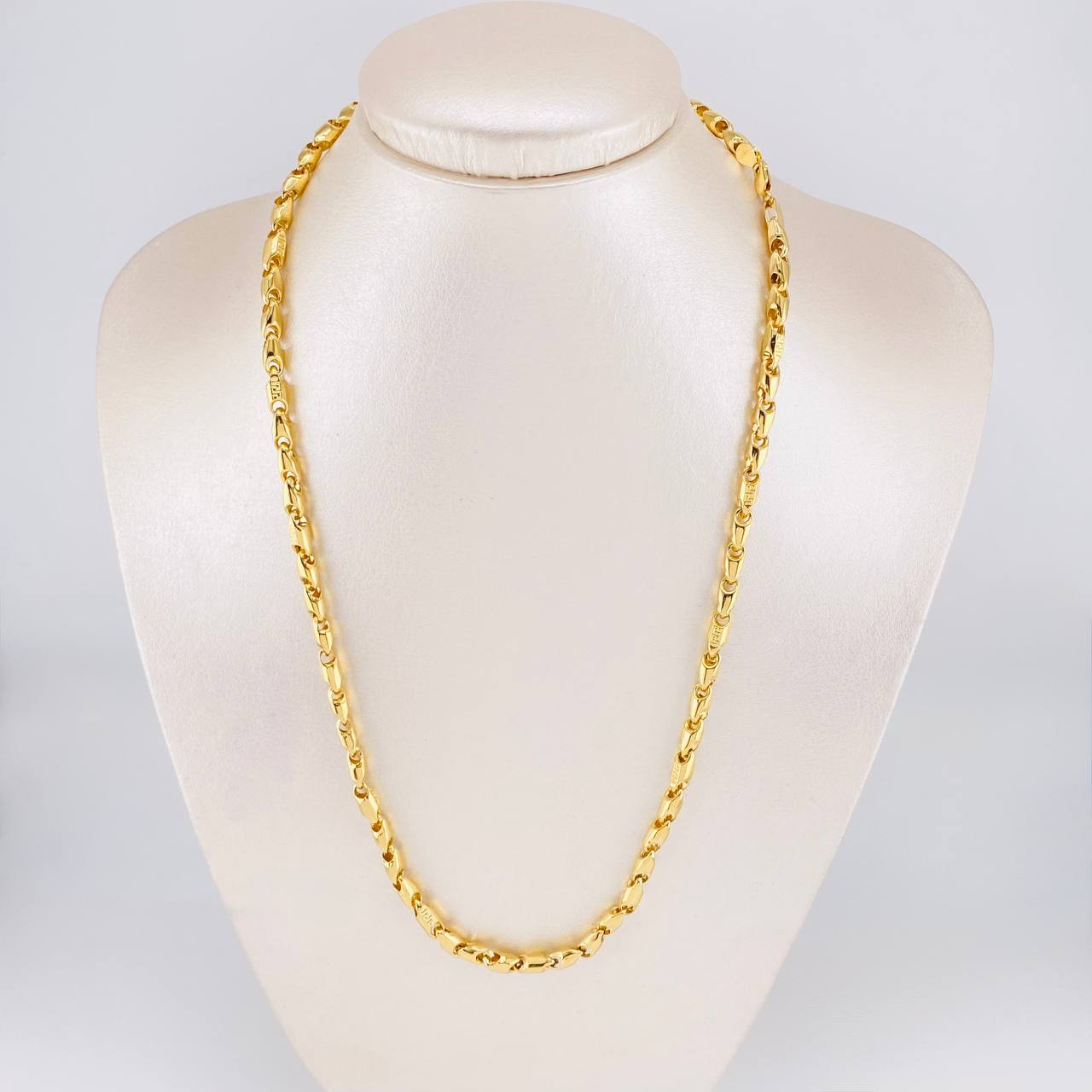 Cadena Rustica Intercalada Tribal 14.25g / 20 in / 4.2mm Oro Amarillo 18K