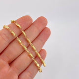 Cadena Rustica Barril Rayado 7.4g / 20 in / 3.2mm Oro Amarillo 18K