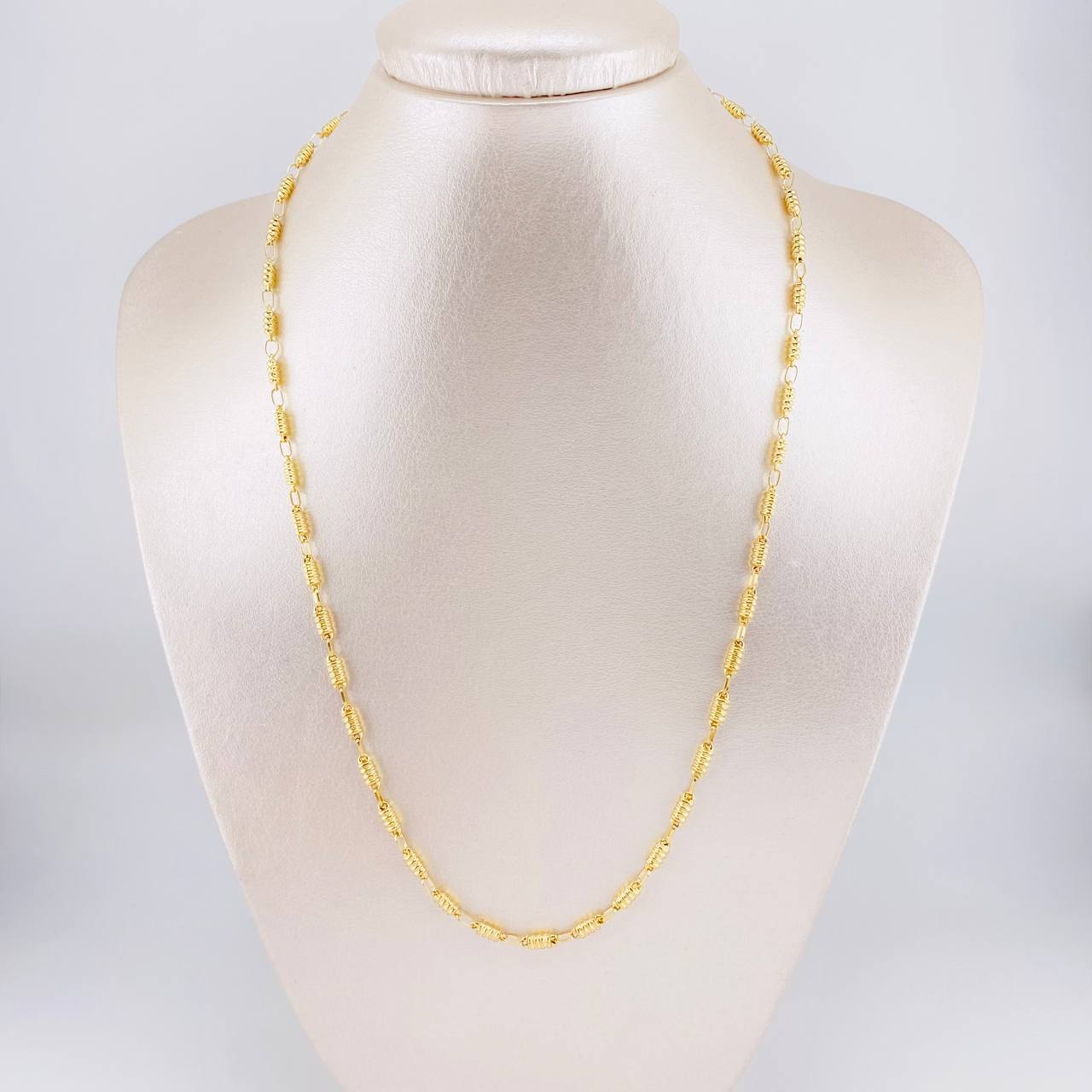 Cadena Rustica Barril Rayado 7.05g / 20 in / 3.2mm Oro Amarillo 18K